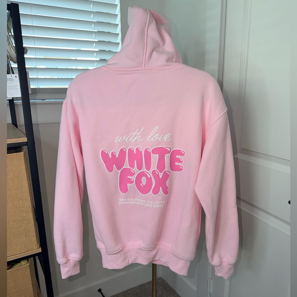 SOLD 233. White Fox With Love Always Oversized Hoodie Baby Pink - Picture 6 of 7